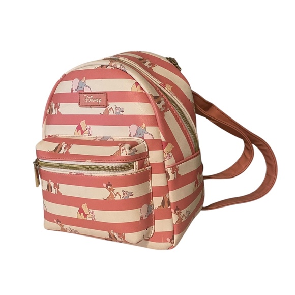 Loungefly Disney Stripe Mini Backpack Bambi Thumper Pooh Piglet Dumbo Fox Hound
